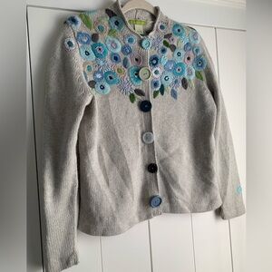 Sigrid Olsen Vintage‎ Womens Floral Embroidered Snap Button Cardigan Medium